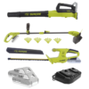 Restored Sun Joe 24V-GT4MAX-LTE Outdoor Tool Combo | 24V Cordless Leaf Blower, Grass & Hedge Trimmer Kit | With Batteries and Charger (Refurbished)