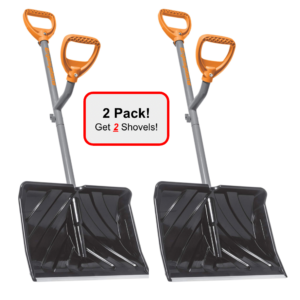 Ergie Shovel ERG-SNSH18 | Steel Shaft Impact Resistant 18" Snow Shovel | 48-Inch Shaft | Push/Scoop Combination Blade (Open Box) | 2 PACK