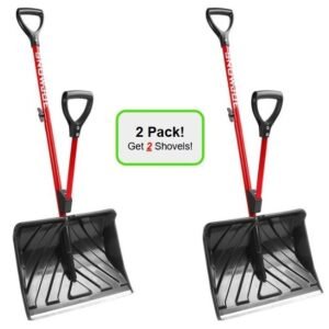 2 PACK - Snow Joe Shovelution SJ-SHLV01 | 18-in Strain-Reducing Snow Shovel | W/ Spring Assisted Handle (Open Box)