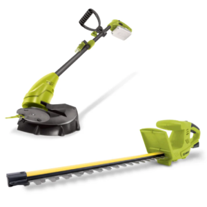 Restored Sun Joe 24V-HT18-GT10-LTE | 24V Cordless Hedge Trimmer + Stringless Grass Trimmer | W/ 2.0-Ah Battery + Charger (Refurbished)