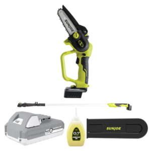 Sun Joe 24V-HCSWP-LTE | 24-Volt iON+ Cordless Telescoping Pole Pruning Saw Kit | 12-Ft Reach | 4000 RPM | W/ 2.0-Ah Battery + Charger (Refurbished) | In Store Exclusive